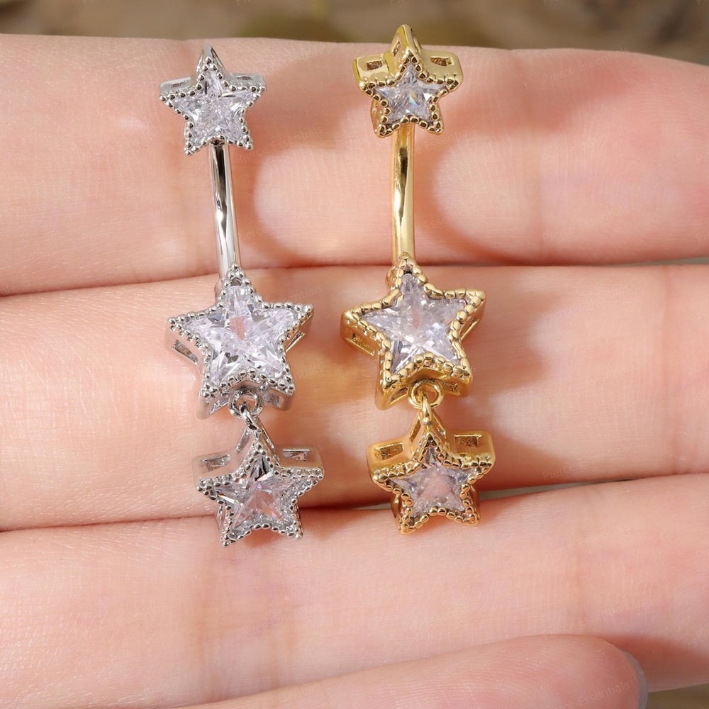 Top Down Gold Star Belly Jewelry
